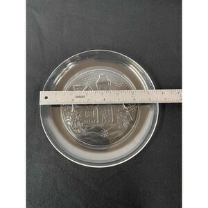 Avon Clear Glass Embossed Christmas‎ Cottage Plates 7 Plates Holiday Decor